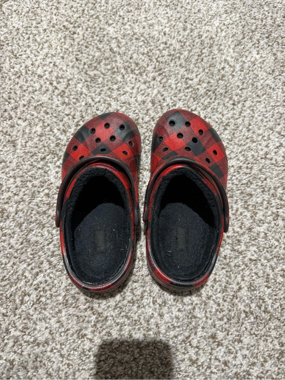 Kids Red Plaid Slip-On Clogs, with heel strap